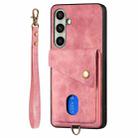 For Samsung Galaxy A56 5G Retro Card Wallet Fold Leather Phone Case with Strap(Pink) - 2