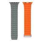 For Apple Watch 46mm / 49mm / 45mm / 44mm AW-AP  Dual Color Magnetic Silicone Watch Band(Gray Orange) - 3