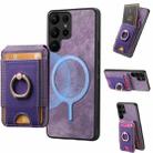 For Samsung Galaxy S25 Ultra 5G Retro Splitable Magnetic Stand Card Bag Leather Phone Case(Purple) - 1
