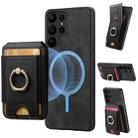 For Samsung Galaxy S24 Ultra 5G Retro Splitable Magnetic Stand Card Bag Leather Phone Case(Black) - 1