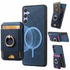 For Samsung Galaxy S24 5G Retro Splitable Magnetic Stand Card Bag Leather Phone Case(Blue) - 1