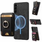 For Samsung Galaxy S23 5G Retro Splitable Magnetic Stand Card Bag Leather Phone Case(Black) - 1