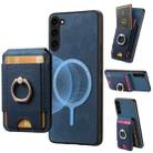 For Samsung Galaxy S23 5G Retro Splitable Magnetic Stand Card Bag Leather Phone Case(Blue) - 1