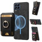 For Samsung Galaxy M33 5G Retro Splitable Magnetic Stand Card Bag Leather Phone Case(Black) - 1