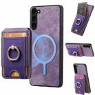 For Samsung Galaxy S21+ 5G Retro Splitable Magnetic Stand Card Bag Leather Phone Case(Purple) - 1