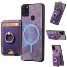 For Samsung Galaxy A21s Retro Splitable Magnetic Stand Card Bag Leather Phone Case(Purple) - 1