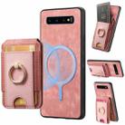 For Samsung Galaxy S10+ Retro Splitable Magnetic Stand Card Bag Leather Phone Case(Pink) - 1