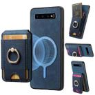 For Samsung Galaxy S10 Retro Splitable Magnetic Stand Card Bag Leather Phone Case(Blue) - 1