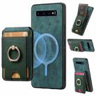 For Samsung Galaxy S10 Retro Splitable Magnetic Stand Card Bag Leather Phone Case(Green) - 1