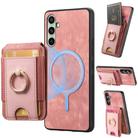 For Samsung Galaxy A56 5G Retro Splitable Magnetic Stand Card Bag Leather Phone Case(Pink) - 1