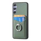 For Samsung Galaxy S25 5G Carbon Fiber Card Wallet Ring Phone Case(Green) - 2