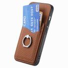 For Samsung Galaxy S25 5G Carbon Fiber Card Wallet Ring Phone Case(Brown) - 3