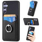 For Samsung Galaxy S25+ 5G Carbon Fiber Card Wallet Ring Phone Case(Black) - 1