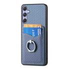 For Samsung Galaxy S25+ 5G Carbon Fiber Card Wallet Ring Phone Case(Blue) - 2