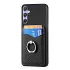 For Samsung Galaxy S25 Ultra 5G Carbon Fiber Card Wallet Ring Phone Case(Black) - 2