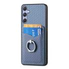 For Samsung Galaxy S25 Ultra 5G Carbon Fiber Card Wallet Ring Phone Case(Blue) - 2