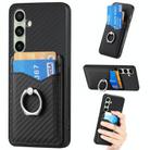 For Samsung Galaxy A36 Carbon Fiber Card Wallet Ring Phone Case(Black) - 1