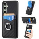 For Samsung Galaxy A56 5G Carbon Fiber Card Wallet Ring Phone Case(Black) - 1