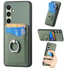 For Samsung Galaxy A56 5G Carbon Fiber Card Wallet Ring Phone Case(Green) - 1
