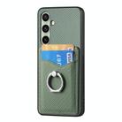 For Samsung Galaxy A56 5G Carbon Fiber Card Wallet Ring Phone Case(Green) - 2