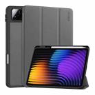 For Xiaomi Pad 7 / 7 Pro 11.2 ENKAY Tri-fold Custer Texture TPU Leather Smart Tablet Case with Pen Slot(Grey) - 1