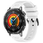 For Huawei Watch 22mm Vertical Pattern Black Buckle Silicone Watch Band(White) - 1