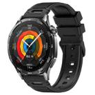 For Huawei Watch 22mm Vertical Pattern Black Buckle Silicone Watch Band(Black) - 1