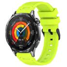 For Huawei Watch 22mm Vertical Pattern Black Buckle Silicone Watch Band(Lime Green) - 1