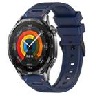 For Huawei Watch 22mm Vertical Pattern Black Buckle Silicone Watch Band(Two Color+Midnight Blue) - 1