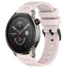 For Amazfit Watch 22mm Vertical Pattern Black Buckle Silicone Watch Band(Pink) - 1