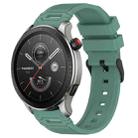 For Amazfit Watch 22mm Vertical Pattern Black Buckle Silicone Watch Band(Olive Green) - 1