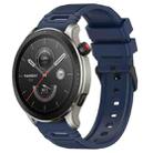 For Amazfit Watch 22mm Vertical Pattern Black Buckle Silicone Watch Band(Midnight Blue) - 1