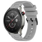 For Amazfit Watch 22mm Vertical Pattern Black Buckle Silicone Watch Band(Grey) - 1