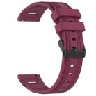 For Amazfit Watch 22mm Vertical Pattern Black Buckle Silicone Watch Band(Wine Red) - 2