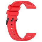 For Amazfit Watch 22mm Vertical Pattern Black Buckle Silicone Watch Band(Two Color+Red) - 2