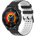 For Huawei Watch 22mm Three Rows Hole Two Color Silicone Watch Band(Black+White) - 1