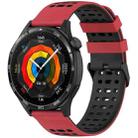 For Huawei Watch 22mm Three Rows Hole Two Color Silicone Watch Band(Red+Black) - 1