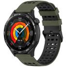 For Huawei Watch 22mm Three Rows Hole Two Color Silicone Watch Band(Army Green+Black) - 1