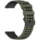 For Huawei Watch 22mm Three Rows Hole Two Color Silicone Watch Band(Army Green+Black) - 2