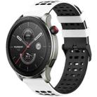 For Amazfit Watch 22mm Three Rows Hole Two Color Silicone Watch Band(White+Black) - 1