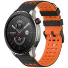 For Amazfit Watch 22mm Three Rows Hole Two Color Silicone Watch Band(Black+Orange) - 1