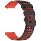 For Amazfit Watch 22mm Three Rows Hole Two Color Silicone Watch Band(Black+Red) - 2