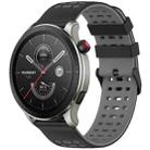 For Amazfit Watch 22mm Three Rows Hole Two Color Silicone Watch Band(Black+Grey) - 1