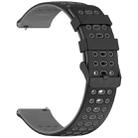 For Amazfit Watch 22mm Three Rows Hole Two Color Silicone Watch Band(Black+Grey) - 2