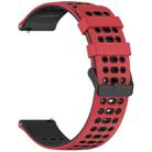 For Amazfit Watch 22mm Three Rows Hole Two Color Silicone Watch Band(Red+Black) - 2