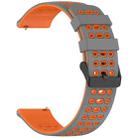 For Amazfit Watch 22mm Three Rows Hole Two Color Silicone Watch Band(Grey+Orange) - 2