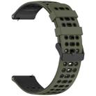 For Amazfit Watch 22mm Three Rows Hole Two Color Silicone Watch Band(Army Green+Black) - 2