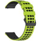 For Amazfit Watch 22mm Three Rows Hole Two Color Silicone Watch Band(Lime Green+Black) - 2