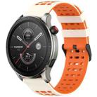 For Amazfit Watch 22mm Three Rows Hole Two Color Silicone Watch Band(Starlight+Orange) - 1