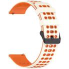 For Amazfit Watch 22mm Three Rows Hole Two Color Silicone Watch Band(Starlight+Orange) - 2